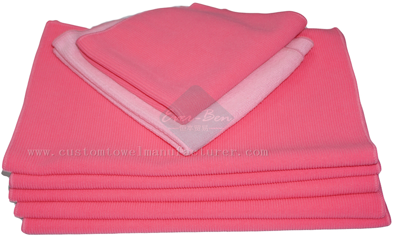 China Bulk Custom microfibre Pink ultra soft towels Factory ribbed bath towels Supplier